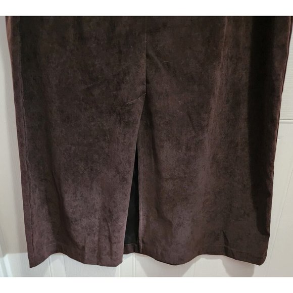 IVY Women's Long Stretch Maxi Pencil Skirt Suede Brown Retro 90's Goth Size 8 - Picture 10 of 10